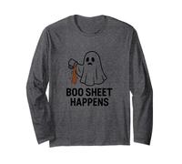Boo Sheet Happens Divertente Fantasma Spettrale Halloween Pun Maglia a Manica