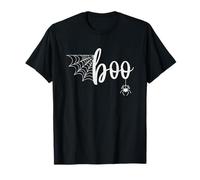 Boo Spider Web Halloween Spooky Spider Design Con Creepy Maglietta