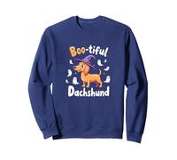 Boo-Tiful Bassotto Halloween Felpa Spettrale Amante dei Cani Felpa, Unisex per Adulti, Navy, L