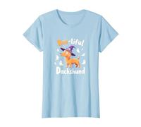 Boo-Tiful Bassotto Halloween Felpa Spettrale Amante dei Cani Maglietta, Donna, Celeste, L