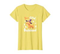 Boo-Tiful Bassotto Halloween Felpa Spettrale Amante dei Cani Maglietta, Donna, Limone, L