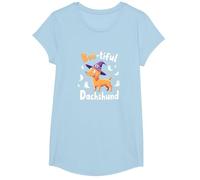 Boo-Tiful Bassotto Halloween Felpa Spettrale Amante dei Cani Maglietta, Ragazze, Celeste, L