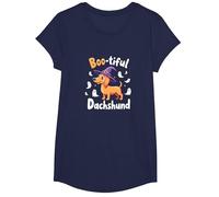 Boo-Tiful Bassotto Halloween Felpa Spettrale Amante dei Cani Maglietta, Ragazze, Navy, L