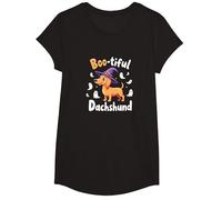 Boo-Tiful Bassotto Halloween Felpa Spettrale Amante dei Cani Maglietta, Ragazze, Nero, L