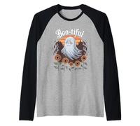 Boo-Tiful - Girasole Gotico Fantasma Vintage Halloween Maglia con Maniche Raglan