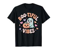 Boo-Tiful Vibes Carino Fantasma Zucca Halloween Maglietta
