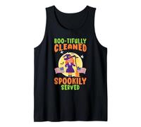 Boo-tifully Pulito Spookily Servito Scuola Janitor Halloween Canotta