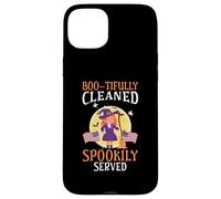 Boo-tifully Pulito Spookily Servito Scuola Janitor Halloween Custodia per iPhone 15 Plus