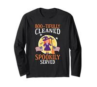 Boo-tifully Pulito Spookily Servito Scuola Janitor Halloween Maglia a Manica