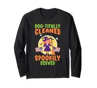 Boo-tifully Pulito Spookily Servito Scuola Janitor Halloween Maglia a Manica