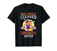 Boo-tifully Pulito Spookily Servito Scuola Janitor Halloween Maglietta