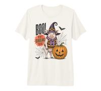 Boo Whos Oinking There Funny Halloween Witch Pig Maglietta Premium