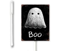 Boo Yard Sign With Stakes 11,7 x 15,2 cm, cartello in alluminio per la decorazione di casa fattoria all'aperto cartello di Halloween