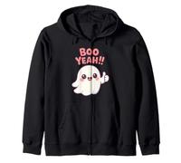 Boo Yeah Chibi Fantasma Kawaii Halloween Spettrale Felpa con Cappuccio