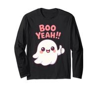 Boo Yeah Chibi Fantasma Kawaii Halloween Spettrale Maglia a Manica