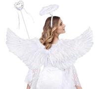 Booaee Ali Angelo, Ali Fata Ali Farfalla Bambina Costume Angelo Bianco Donna, Ali Bambina d Angelo Costume, Ali D'angelo di Piume d'Angelo Possono Essere Usati Come Costumi per Halloween, Carnevale