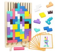 Booaee Puzzle in legno Tetris, giocattolo in legno per bambini Montessori, giocattolo 3, 4, 5, 6 anni, in legno, per bambini, intelligenza