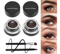Boobeen 2 Colors Liner Eyeliner Gel Waterproof - Colori per sopracciglia Formula Gel a lunga durata - Set per il trucco degli occhi con 2 Pack di pennello per eyeliner e pennello per sopracciglia