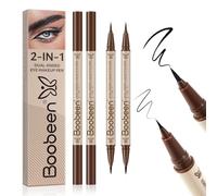 Boobeen 2 Pezzi Eyeliner Liquido, Doppia Punta con Punta Spessa e Pennarello Preciso, Eyeliner Pen Impermeabile Nero, Effetto Opaco, Tenuta Tutto il Giorno, Antifalone, Marrone