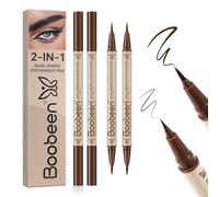 Boobeen 2 Pezzi Eyeliner Liquido, Doppia Punta con Punta Spessa e Pennarello Preciso, Eyeliner Pen Impermeabile Nero, Effetto Opaco, Tenuta Tutto il Giorno, Antifalone, Marrone