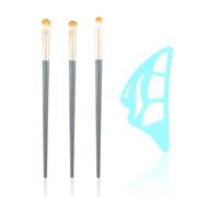 Boobeen Aiuto per il Trucco degli Occhi, Stencil per il Trucco dell'Ombretto e dell'Eyeliner, Assistente per gli Occhi Riutilizzabile, Strumento in Silicone con 3 Pennelli, Per Principianti