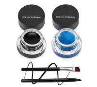 Boobeen Liner Eyeliner Gel - Formula in gel per colori per sopracciglia a lunga durata - Set trucco occhi con confezione da 2 pennelli per eyeliner e pennello per sopracciglia (Nero e blu)
