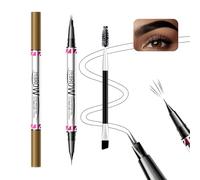 Boobeen Microblade Eyebrow Pencil Set, matita liquida per sopracciglia 2 in 1 con punta in microfibra a 2 punte e pennello di precisione, impermeabile, crea sopracciglia dall'aspetto naturale.