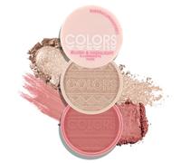 Boobeen Polvere di Fard ed Evidenziatore, Palette di Fard ed Evidenziatori Naturali sfumabili, Arrossire Impermeabile per Guance, Blush Rosa per un Finish Shimmer o Opaco