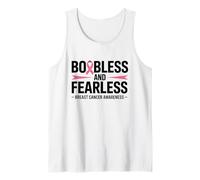 Boobless and Fearless Funny Breast Cancer Awareness Quote Canotta