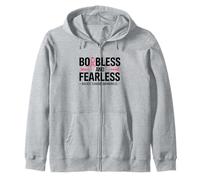 Boobless and Fearless Funny Breast Cancer Awareness Quote Felpa con Cappuccio