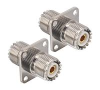 BOOBRIE 2*Connettore UHF Femmina a Femmina UHF Montaggio a Pannello Connettore Coassiale con Flangia a 4 Fori SO239 Accoppiatore RF Femmina UHF SO239 Adattatore UHF per Antenna VHF/UHF,Cavo Coassiale