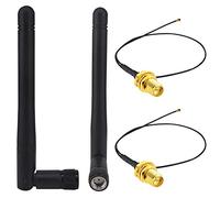 BOOBRIE Antenna WiFi 3dBi 2.4GHz 5.8GHz RP SMA Maschio Antenna+ 2 x 25 cm Cavo WiFi IPX IPEX MHF4 M.2 NGFF U.FL a RP SMA Femmina per Router di Rete Wireless