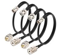 Boobrie Kit 4 Cavi UHF a BNC - BMR200 Equivalente LMR200, 50 Ohm, Bassa Perdita, 50cm - Connettori PL259/SO239 Maschio/Femmina - Alta Qualità Professionale per Riceventi, Trasmissioni Radio, Antenne