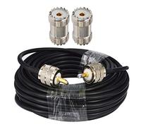 BOOBRIE RG58 Cavo UHF PL259 15M+2PCS Connettore Femmina UHF Kit connettore e cavo UHF Cavo Coassiale RG58 Cavo Coassiale UHF Maschio a Maschio UHF Connettore Femmina UHF a Femmina UHF Connettore SO239