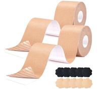 Boobytape - Nastro per sollevamento seno, 2 pezzi, per seni grandi, nastro invisibile push-up per il corpo, kit con copertura per capezzoli (color carne e nudo/7,6 cm)