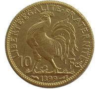 BoodLo Gallo da 10 franchi 1899-1914 Moneta commemorativa placcata in Oro, Replica Straniera di Un Franco Francese, 1899