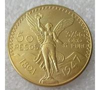 BoodLo Moneta commemorativa placcata in Oro, Copia estera, 50 pesos messicani, Anno (1921-1947), 1947