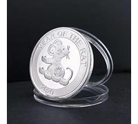 BoodLo [Proprio e desideroso] L'Anno del Topo Zodiaco Distintivo commemorativo Moneta con Carattere Fu Moneta d'oro Animale Moneta d'Argento Moneta con Fatina dei Denti Piccolo Regalo,元宝鼠（银）