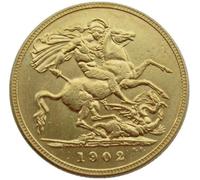 BoodLo UK 1 Sterlina d'oro 1902-1910 9 Monete Commemorative placcate in Oro in Copia Straniera, 1902
