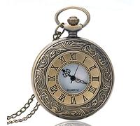 BooeDareno Orologio da tasca al quarzo in bronzo con scala romana, vintage, con ciondolo Masculino, collana a catena, orologio da uomo regalo per il tempo libero, bronzo, misura unica