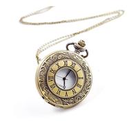 BooeDareno Orologio da tasca vintage antico numero romano al quarzo steampunk orologi da tasca nero scava fuori ciondolo orologio catena collana uomo regalo, Oro, misura unica