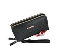 BooeDareno Portafoglio da donna lungo Portafogli Femminili Nappa Portamonete Porta Carte Portafogli Doppia Cerniera In Pelle PU Frizione Lusso Soldi Telefono Borsa, A-Nero, Taglia unica