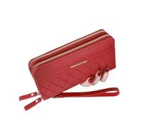 BooeDareno Portafoglio da donna lungo Portafogli Femminili Nappa Portamonete Porta Carte Portafogli Doppia Cerniera In Pelle PU Frizione Lusso Soldi Telefono Borsa, a-rosso, Taglia unica