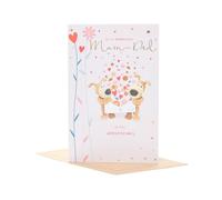 Boofle Biglietto di anniversario per mamma e papà con busta, design carino, multicolore, 149 mm x 229 mm