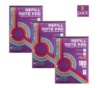 Booghe A4 Foderato Ricarica Bloc-Notes Interno 3 IN Confezione Con Margine 180