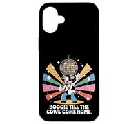 Boogie Till the Cows Come Home Retro Disco Mucca Divertente Custodia per iPhone 16 Plus