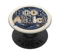 Book Addict Reading Librarian Celestial Cozy Moon Bookish PopSockets PopGrip Adesivo