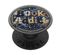 Book Addict Reading Librarian Celestial Cozy Moon Bookish PopSockets PopGrip Adesivo