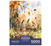 Book Bird Autumn 1000 Pezzi Puzzle Classico Literary Nature Serenity Bundle Puzzle Cartone Extra Spesso - Anti-stress E Viaggio, Regalo Natale, Per Adulti E Bambini over 12 Anni 52x38cm/1000pcs