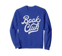 Book Club Distressed Script Design per Lettori Felpa, Unisex per Adulti, Blu Reale, L